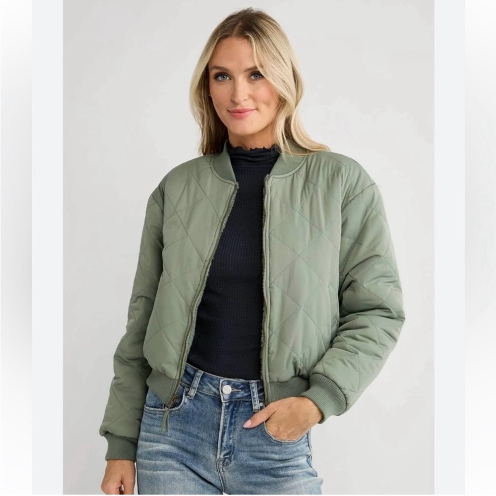 Z Supply Olive Bomber Jacket - Size: S